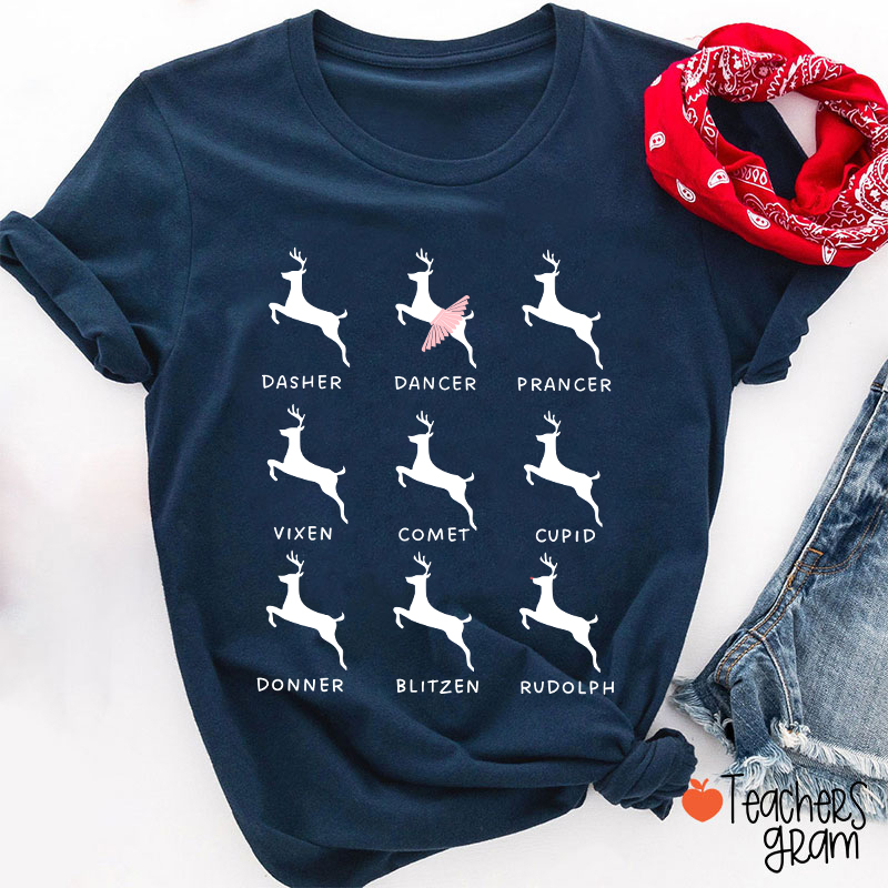 Dancing Reindeer Teacher T-Shirt