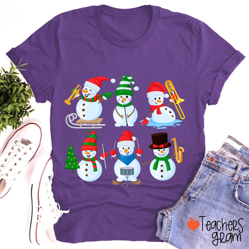 Snowman Band Christmas Teacher T-Shirt