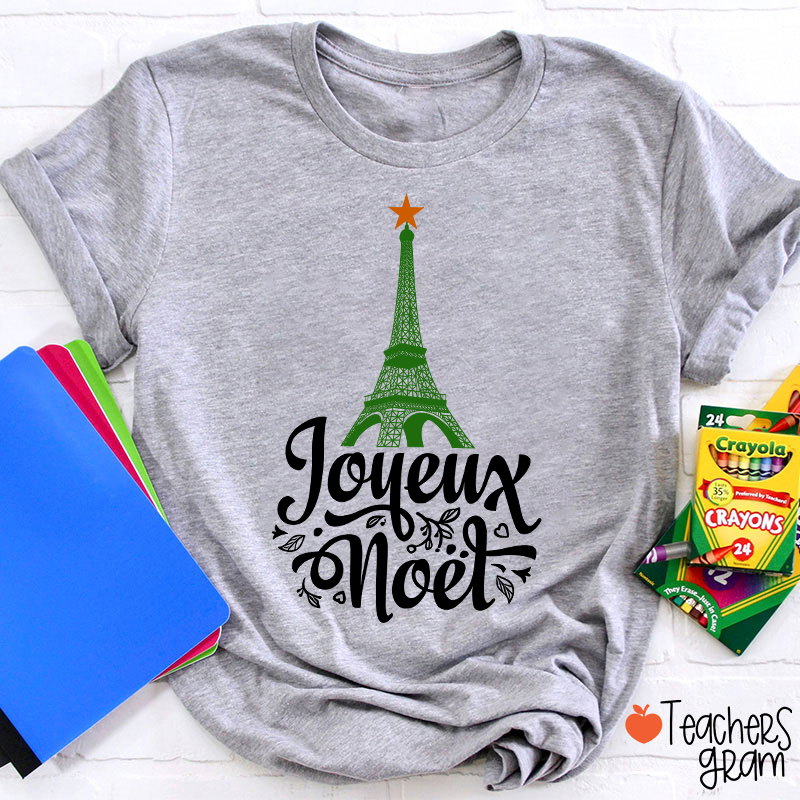 Eiffel Tower Joyeux Noël French Teacher T-Shirt
