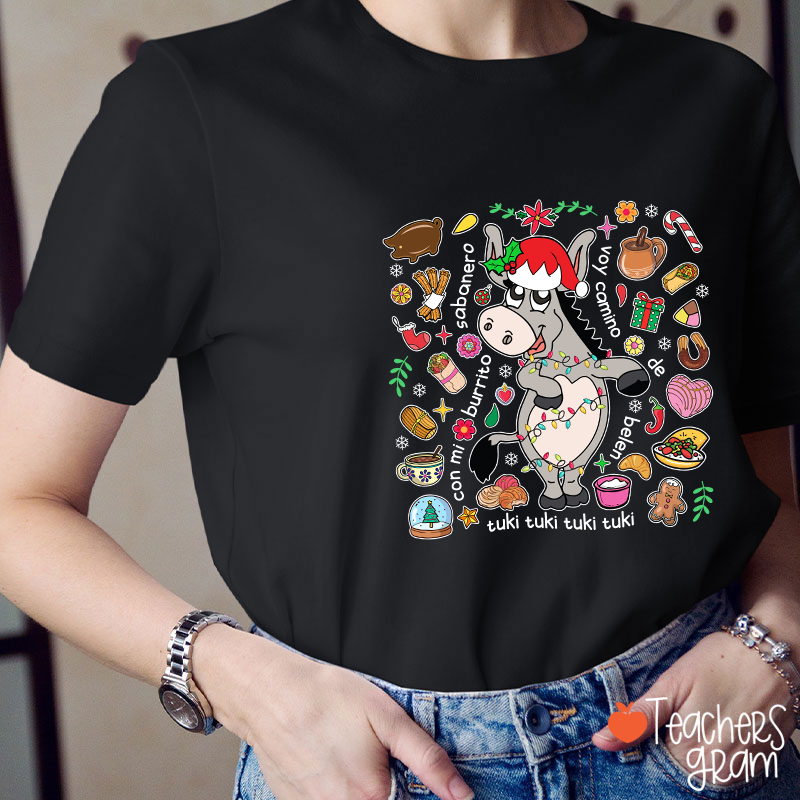Con Mi Burrito Sabanero Voy Camino Belén Spanish Teacher T-Shirt