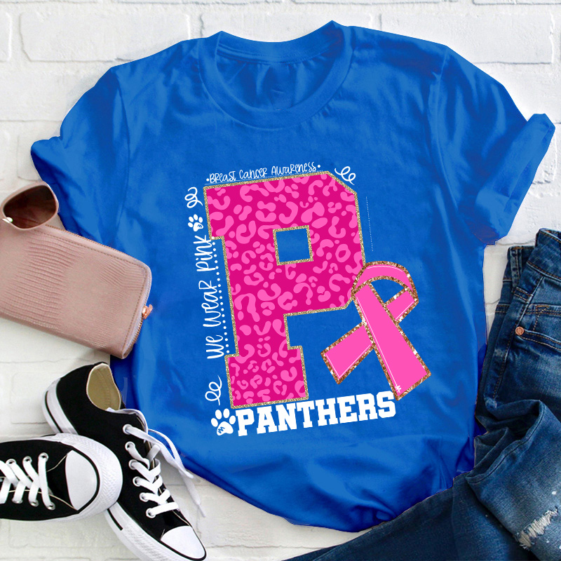 Personalized We Wear Pink Breast Cancer Teacher T-Shirt