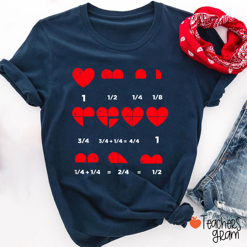 Math Red Hearts Teacher T-Shirt
