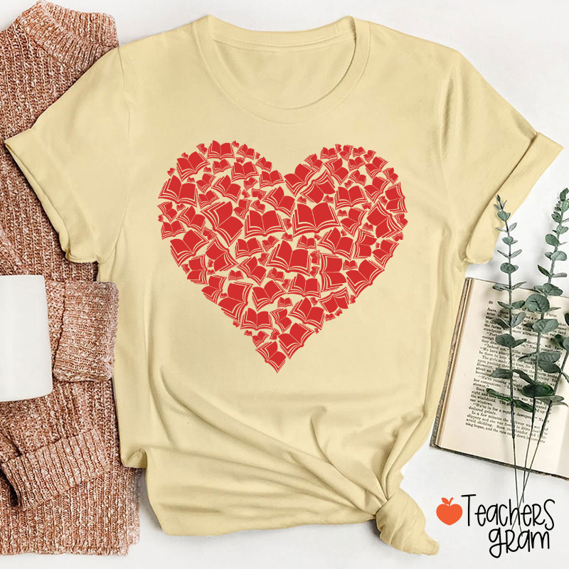 Love Books Valentine Teacher T-Shirt