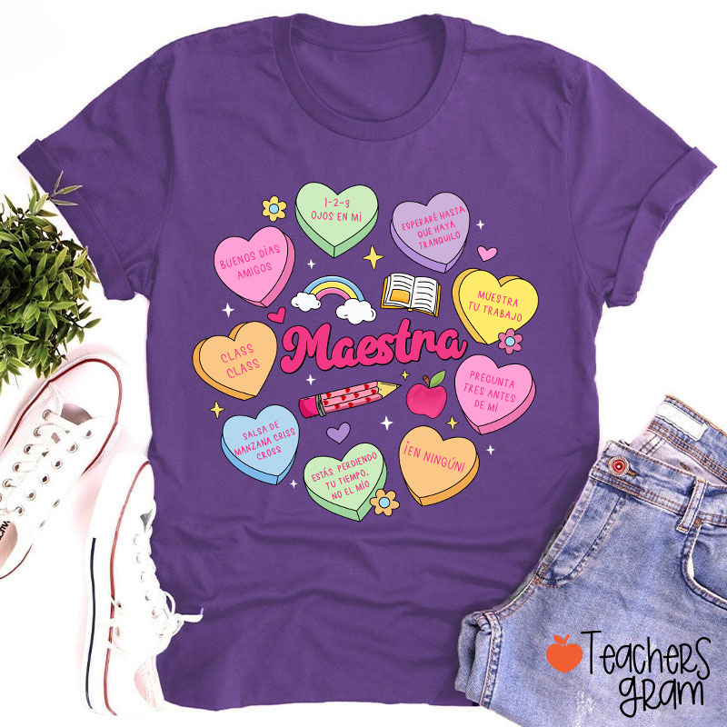 Maestra Love Encourage Spanish Teacher T-Shirt