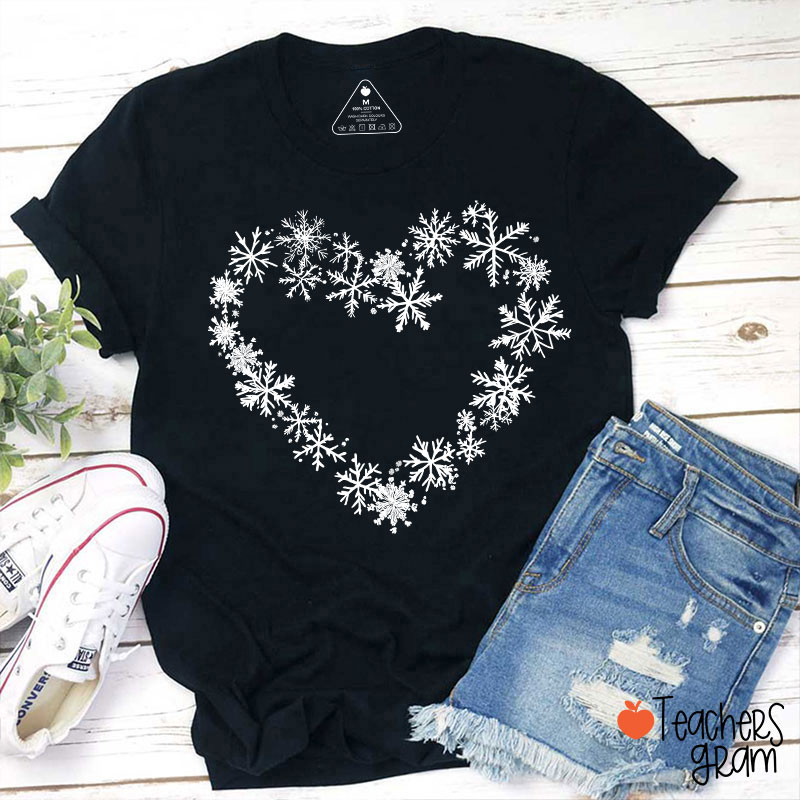 Snowflakes Heart Teacher T-Shirt