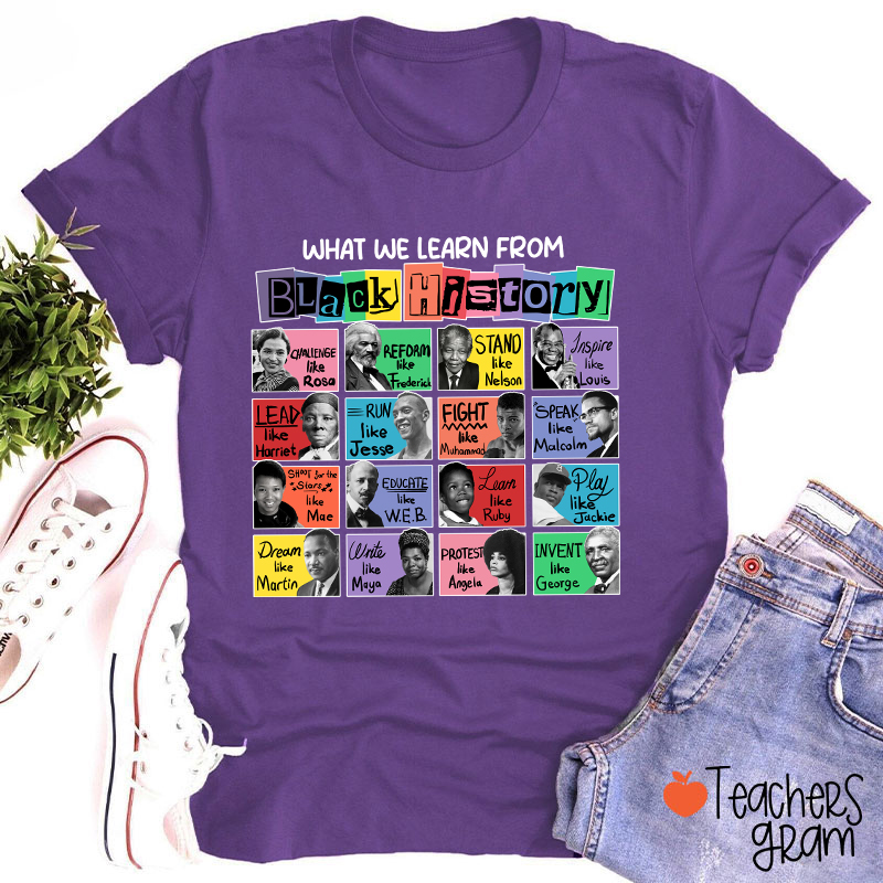 What We Learn From Black History Teacher T-Shirt