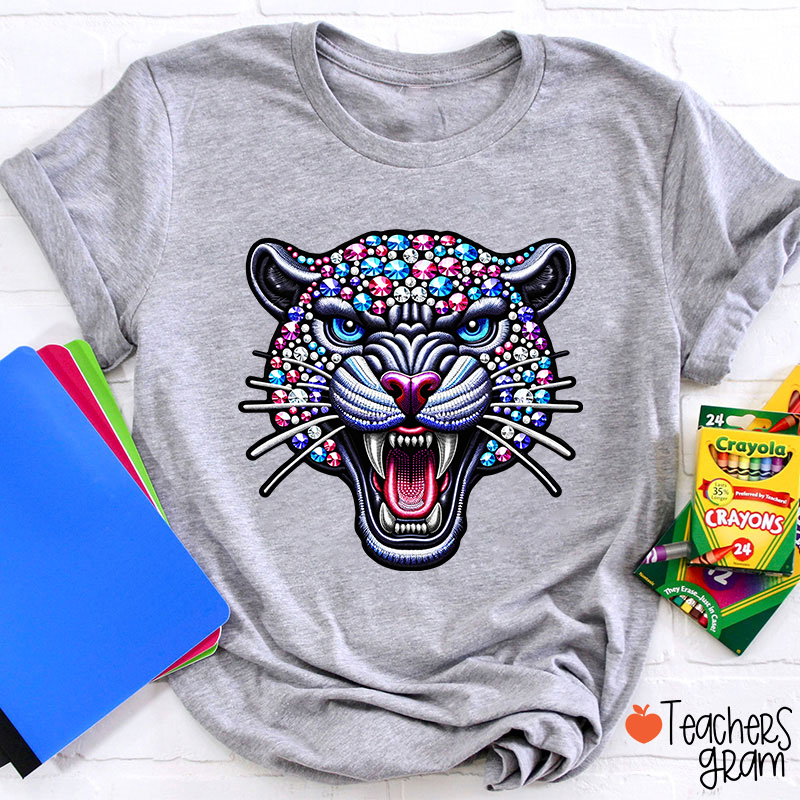 Personalized Mascot Sparkly Diamond School Spirit Teacher T-Shirt