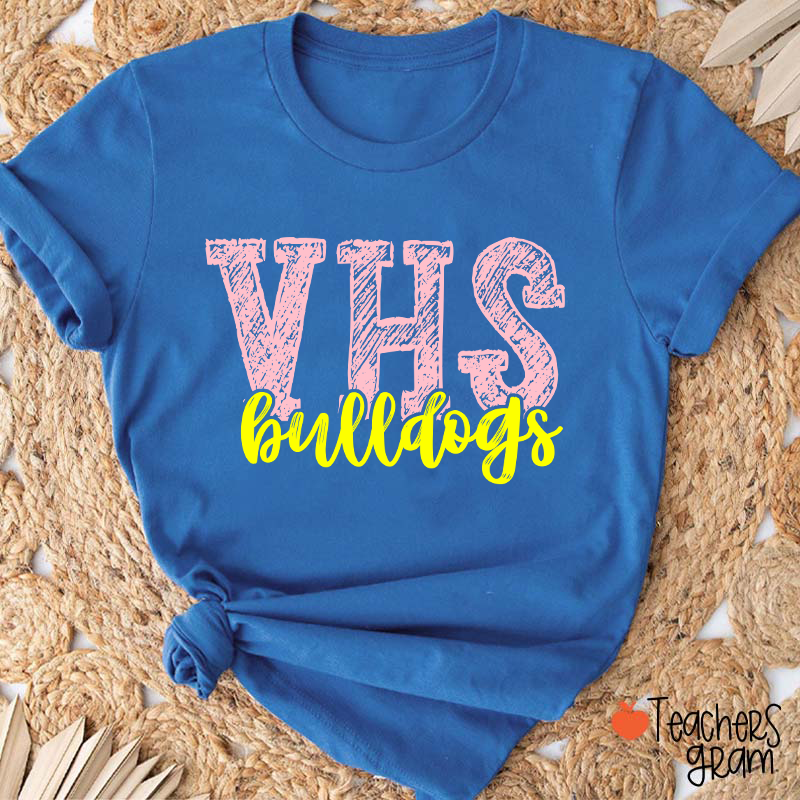 Personalized Mascot And School Name Initials Graffiti Fonts Teacher T-Shirt