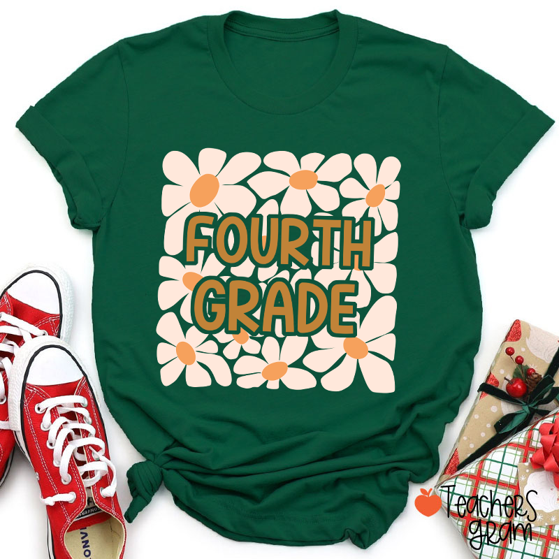 Personalized Yellow Daisy Grade Teacher T-Shirt