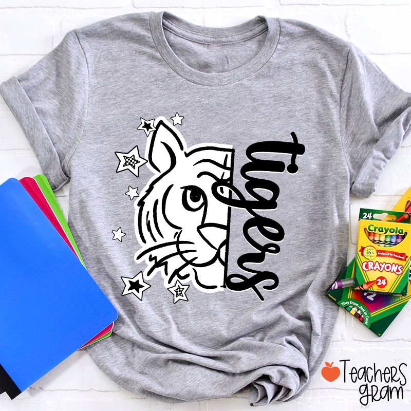 Personalized  Mascot Stick Figure Drawing Teacher T-Shirt