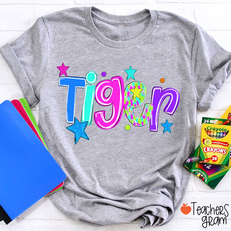 Personalized Mascot Colorful Font Sart Polka Dots Teacher T-Shirt