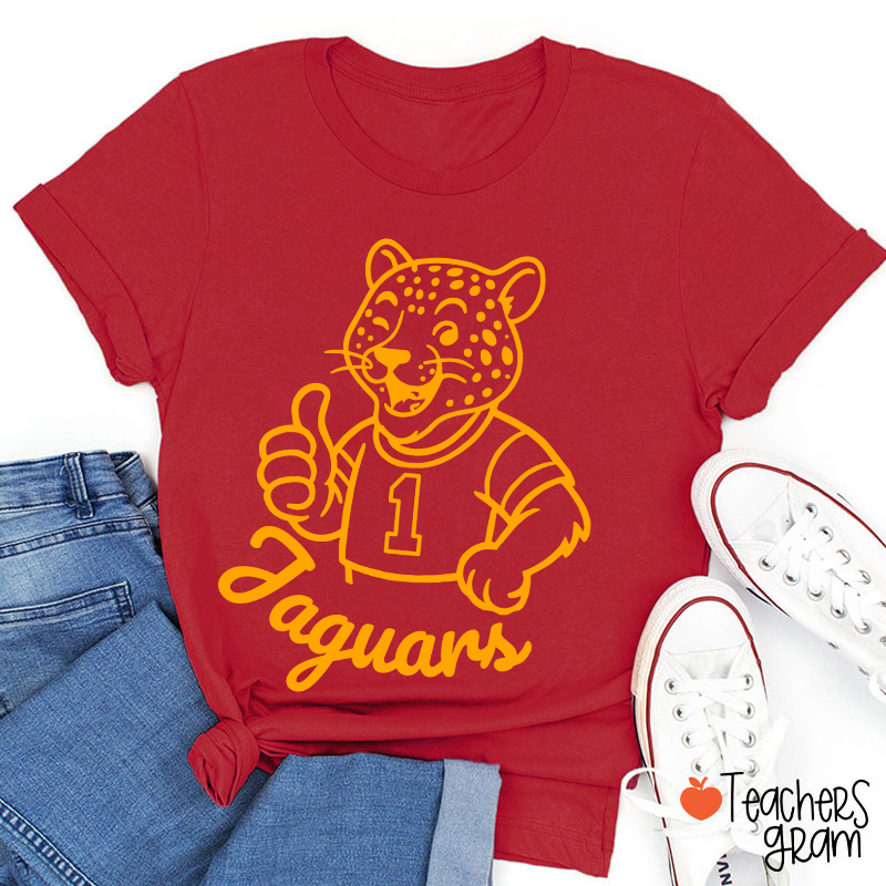 Personalized Cute Mascot And Your Number School Spirit Teacher T-Shirt