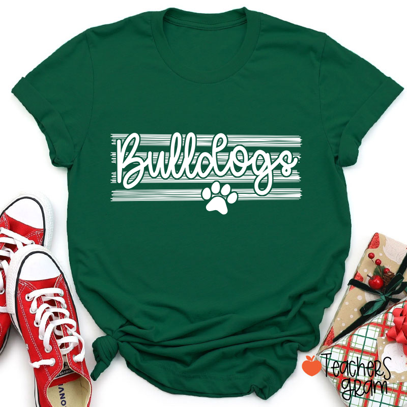 Personalized Mascot On Stripes Spirit Game Day Teacher T-Shirt