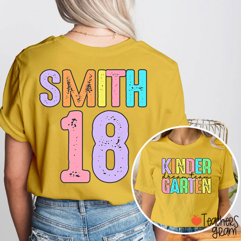 Personalized Grade And Name Dream Team Teacher Two Sided T-Shirt