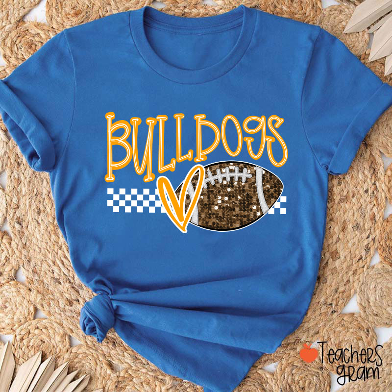 Personalized Mascot And Sport Checkered Love Heart Teacher T-Shirt