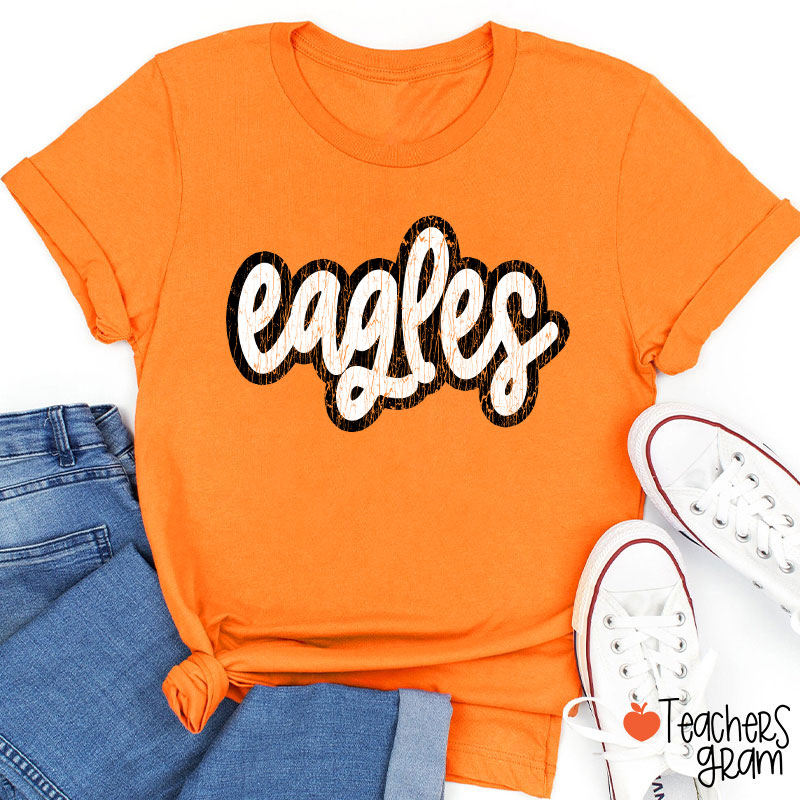 Personalized Mascot Washed And Distressed Print Teacher T-Shirt