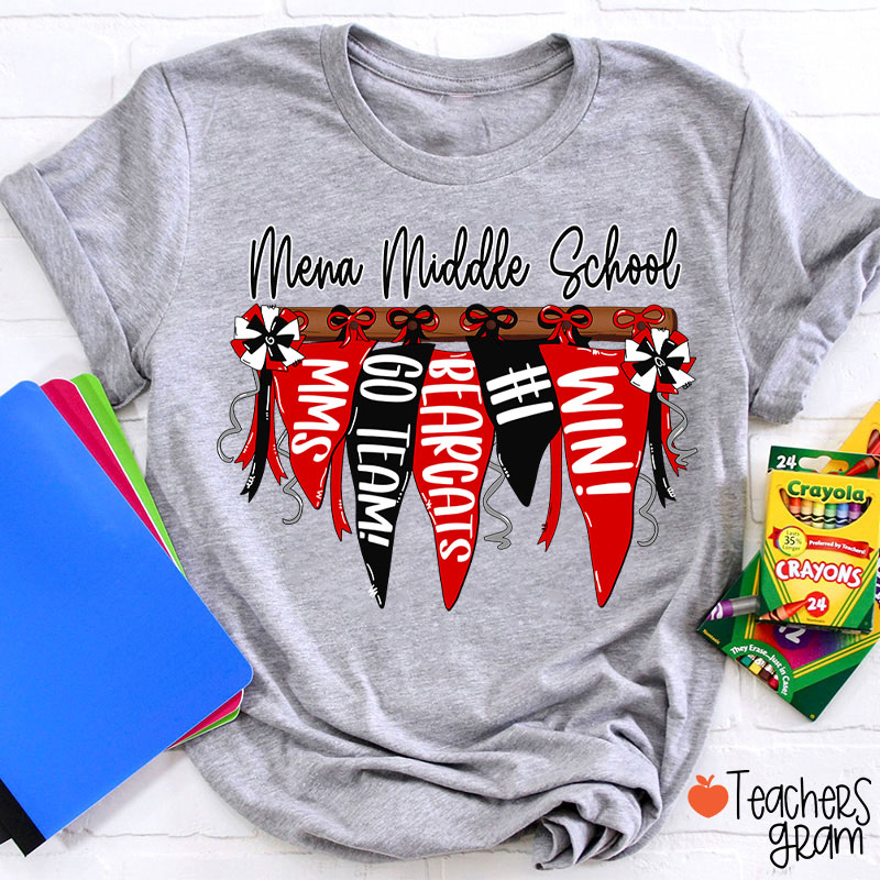 Personalized Mascot Pennant Banner Flag Teacher T-Shirt