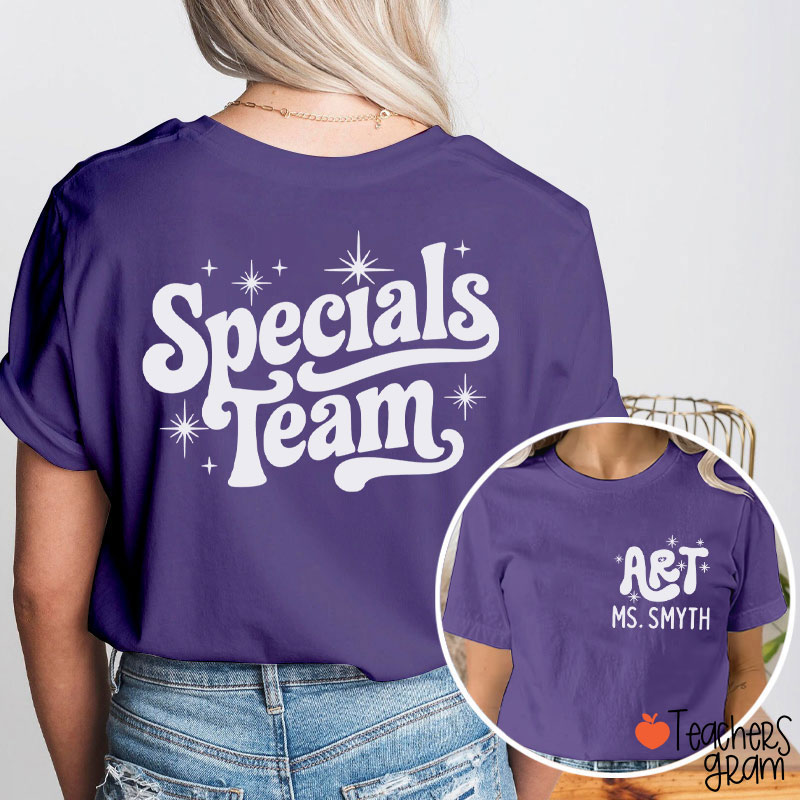Personalized Suject And Name Specials Team Teacher Two Sided T-Shirt
