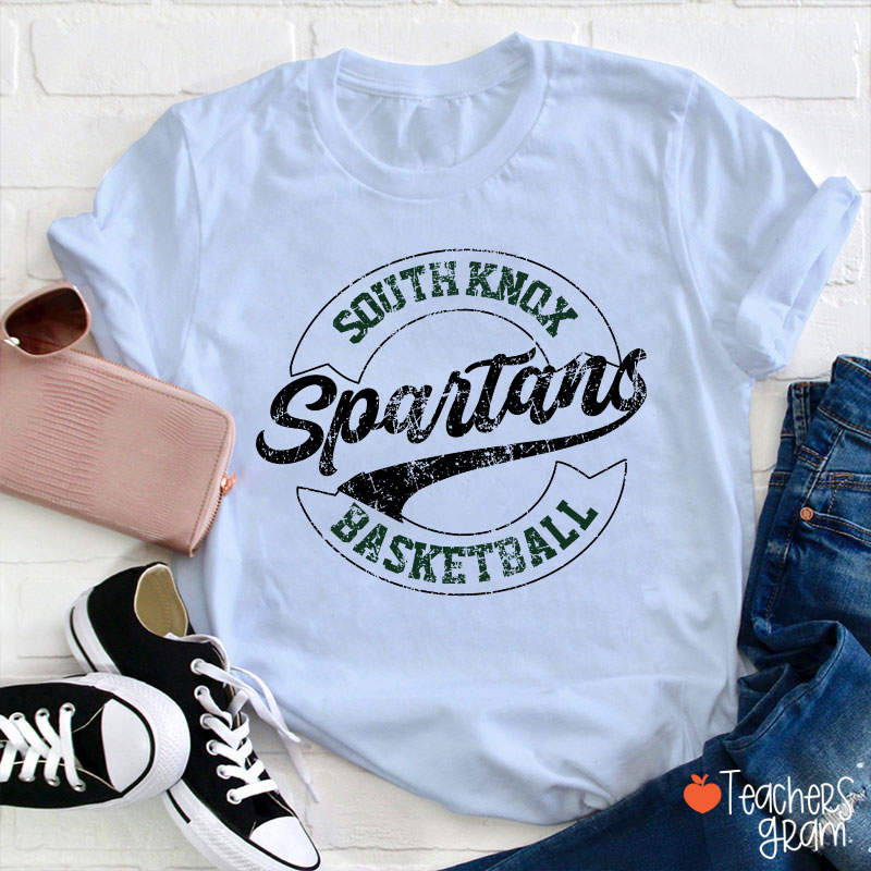 Personalized Mascot And School Name Distressed Retro School Spirit Teacher T-Shirt