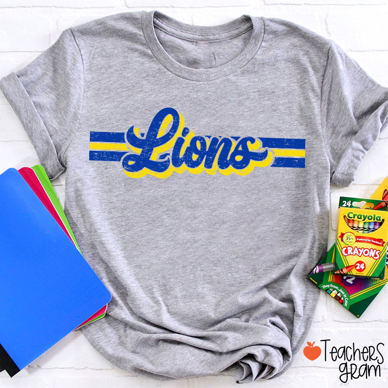 Personalized Mascot Contrast Color Line Teacher T-Shirt