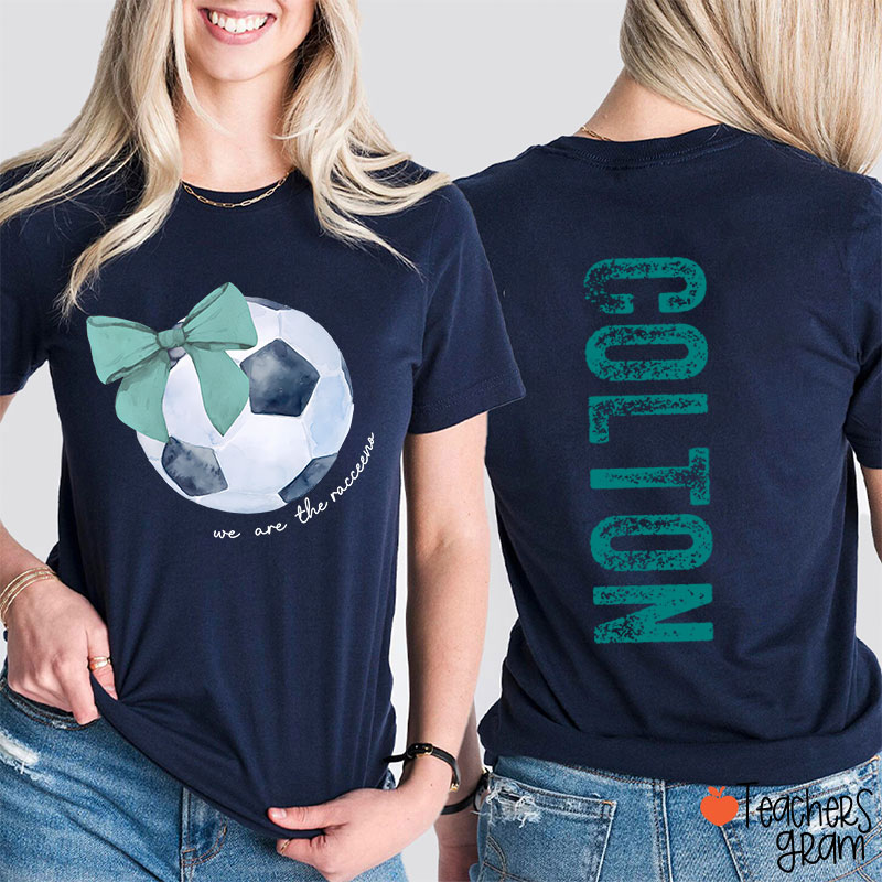 Personalized Mascot And Sport Coquette Bow Teacher Two Sided T-Shirt