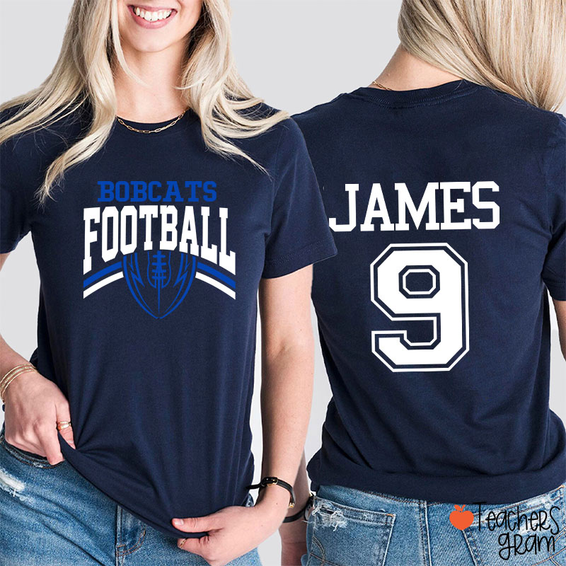Personalized Mascot Football Game Day Teacher Two Sided T-Shirt