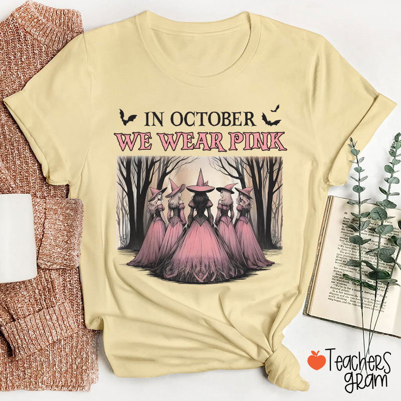 October Pink Witches Teacher T-Shirt