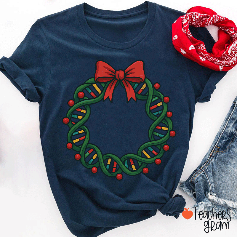 DNA Double Helix Christmas Teacher T-Shirt