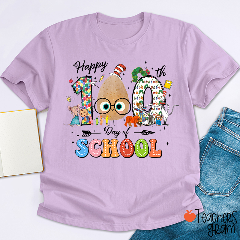 Children's Books Happy 100 Days Of School Teacher T-Shirt