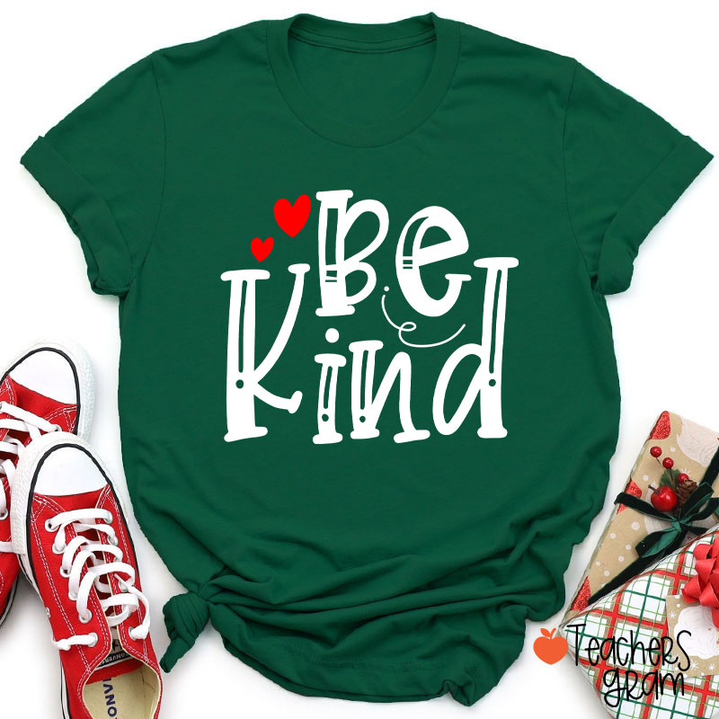 Be Kind Red Heart Teacher T-Shirt