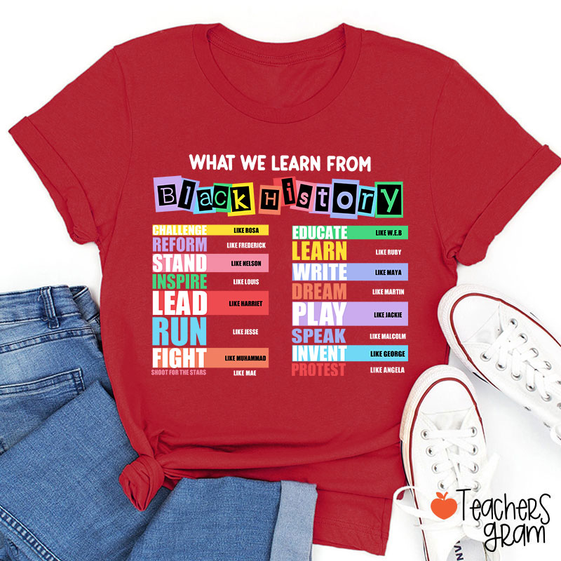 What We Learn From Black History Teacher T-Shirt