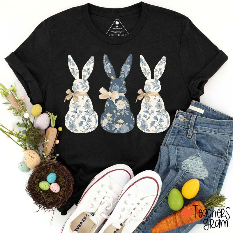 Coquette Bow Easter Bunny Teacher T-Shirt