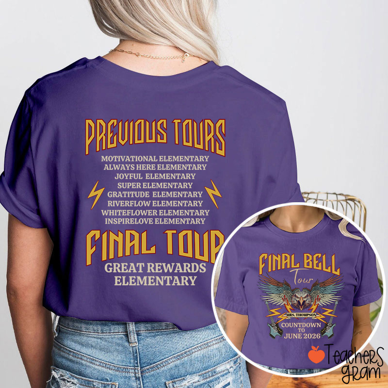 Personalized Funny Retirement Countdown Teacher Two Sided T-Shirt
