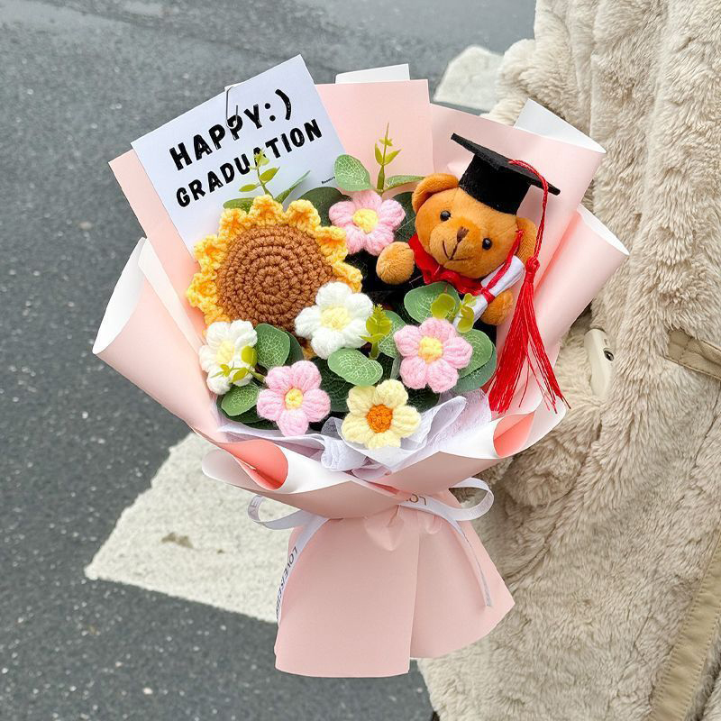 Knitted Graduate Bear Crochet Graduation Bouquet 