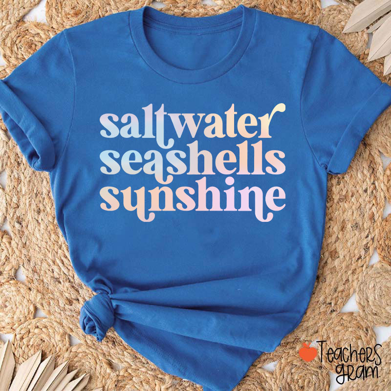 Saltwater Seashells Sunshine Teacher T-Shirt