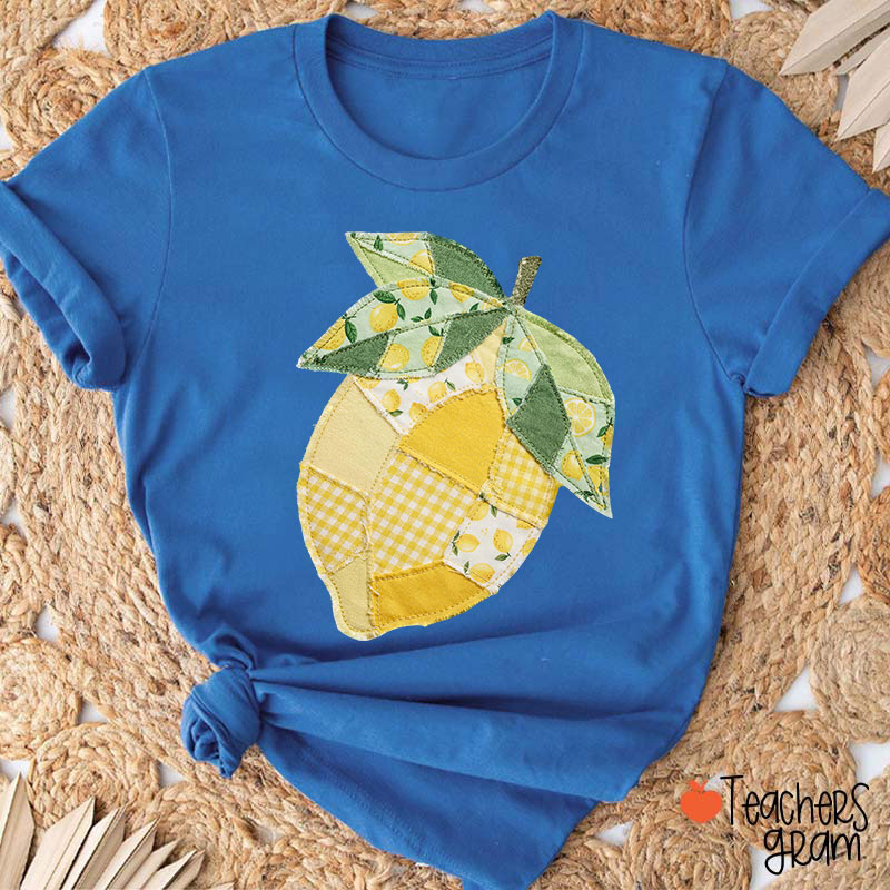 Faux Quilted Patchwork Lemon Teacher T-Shirt