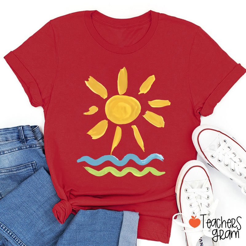 Hello Sunshine Summer Beach Teacher T-Shirt