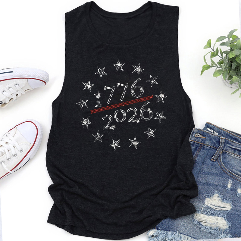 250th America Anniversary Rhinestone Teacher Tank Top