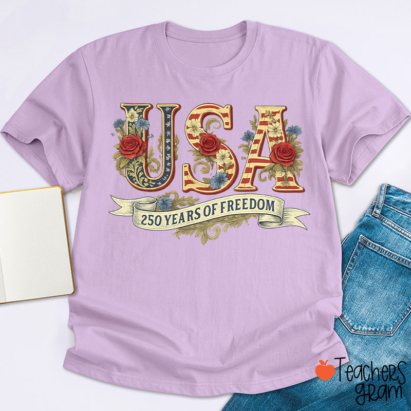 Usa 250 Years Of Freedom Teacher T-Shirt