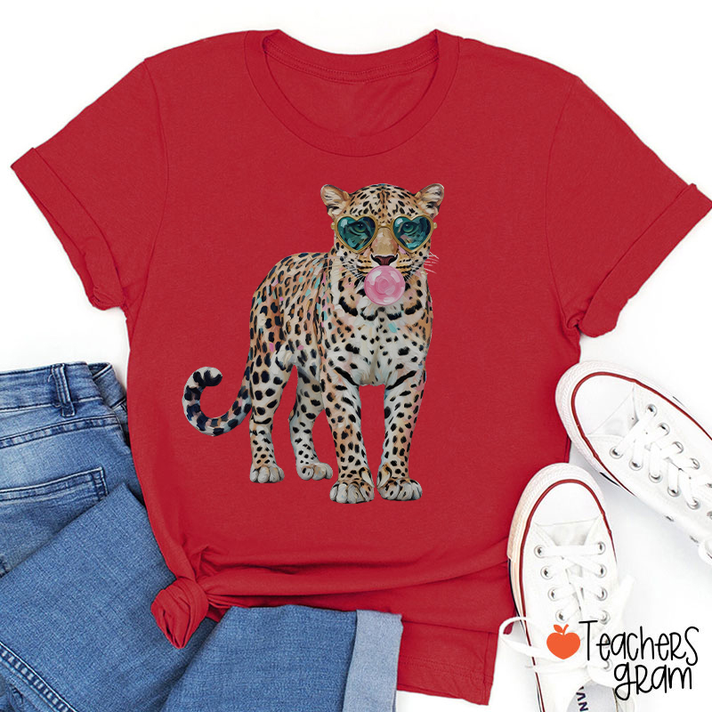 Leopard Bubblegum Sunglasses Teacher T-Shirt