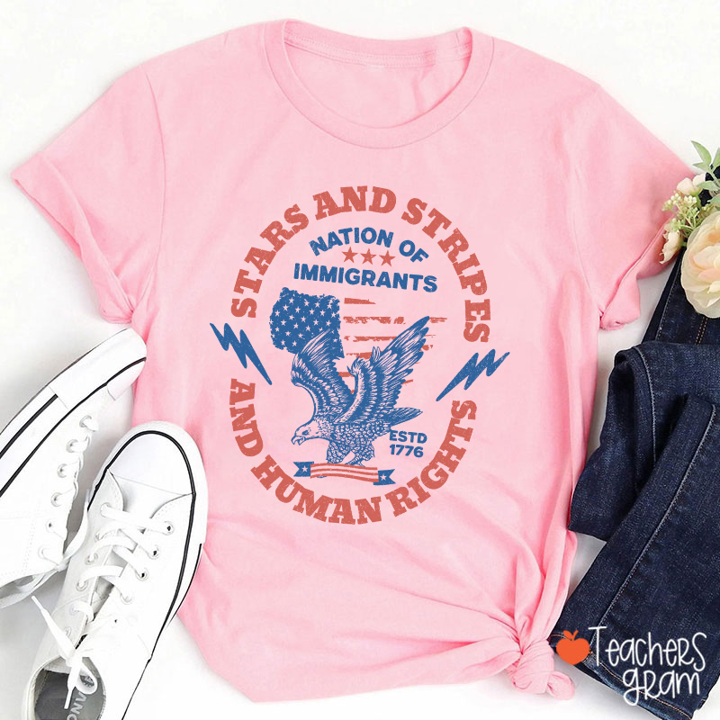 Stars Stripes And Human Rights Teacher T-Shirt