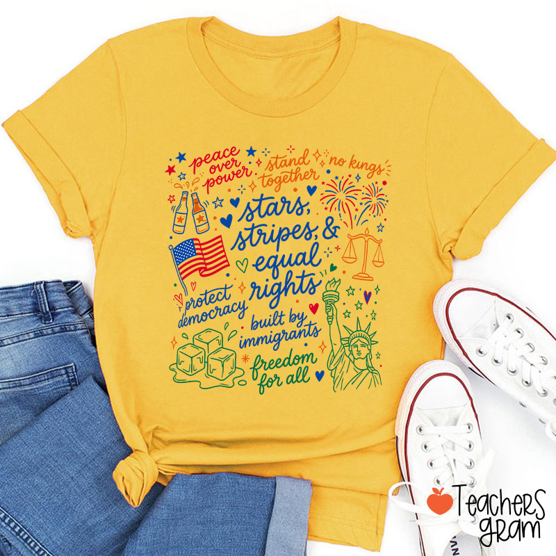 Doodle USA Political Equal Rights Teacher T-Shirt