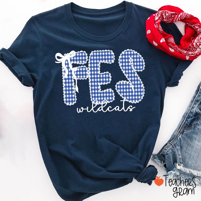 Personalized Gingham School Spirit Teacher T-Shirt