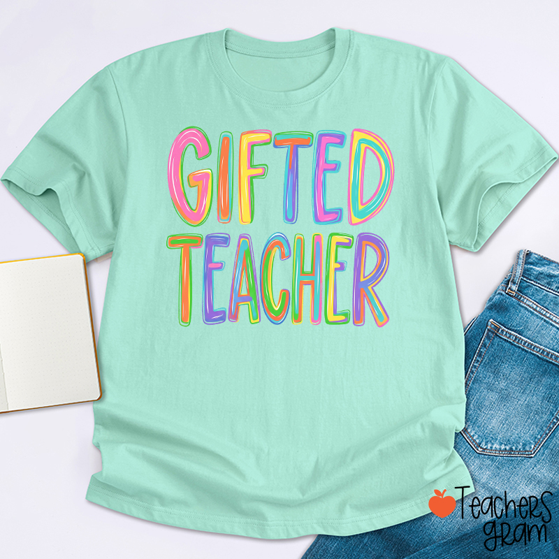 Personalized Name Colorful Neon Teacher T-Shirt