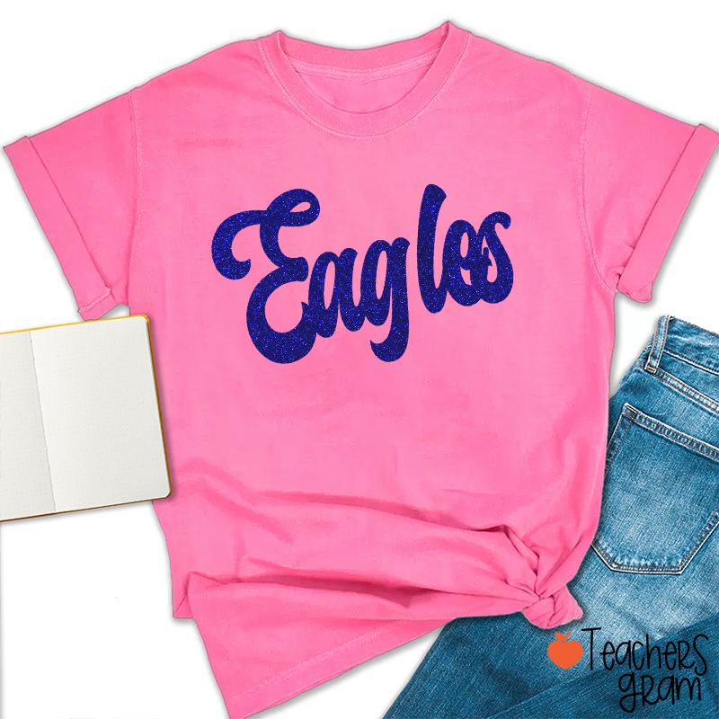 Personalized Glitter Script Teacher T‑Shirt