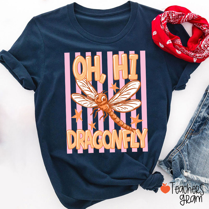 Personalized Retro Cute Animal Striped Frame Teacher T-Shirt