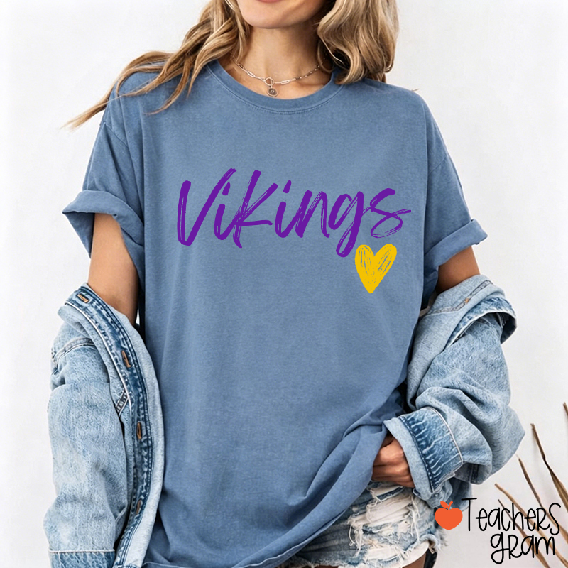 Personalized Mascot Sport Handwritten Heart Teacher T‑Shirt