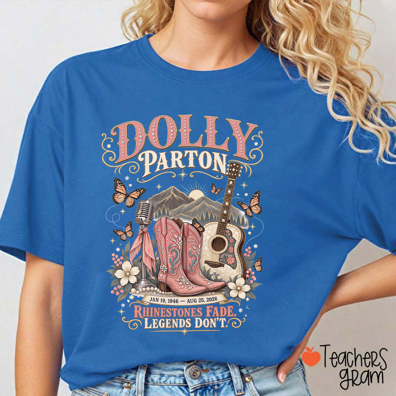 Dolly Parton Western Cowboy Boots Floral Teacher T‑Shirt