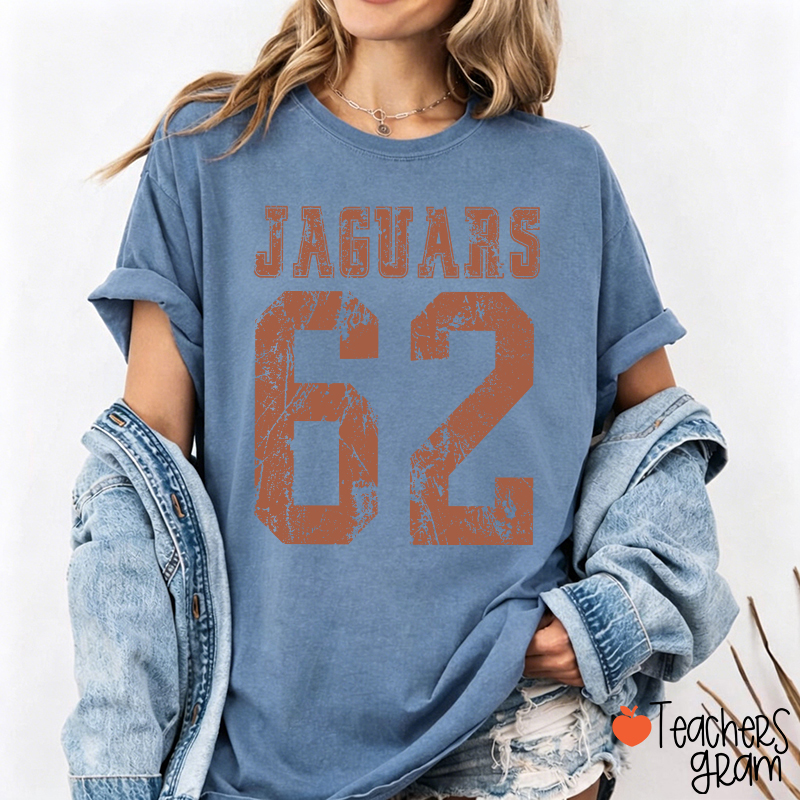 Personalized Mascot Number Vintage Distressed Sport Teacher T‑Shirt