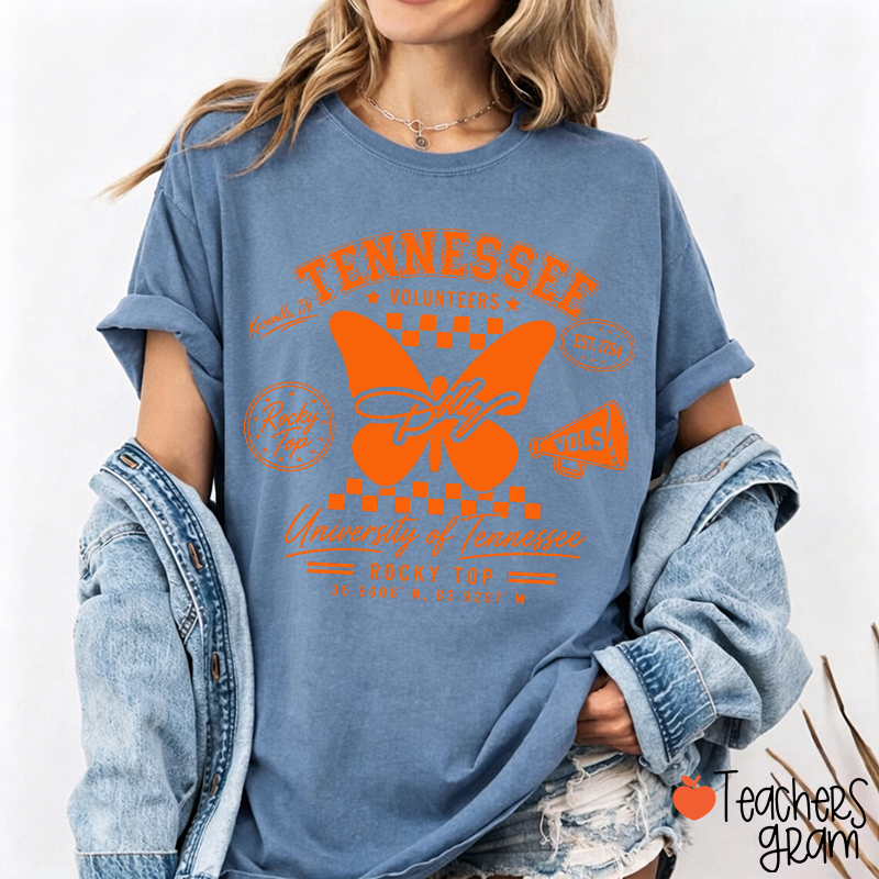 Tennessee Volunteers Rocky Top Dolly Butterfly Teacher T-Shirt